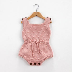 Solid Knit Pom-pom Sleeveless Playsuit