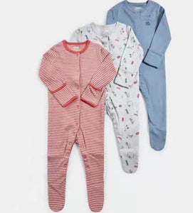 3 Piece Sporty Cotton Sleepsuit Set