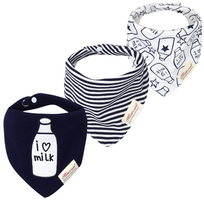 3-pack Milk Bottle Print Bibs Set