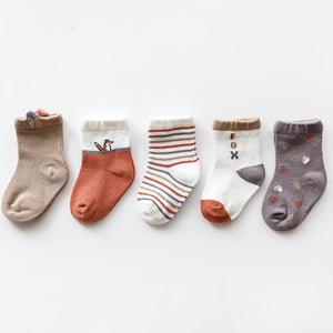 Brown Toddler Cartoon Socks Set