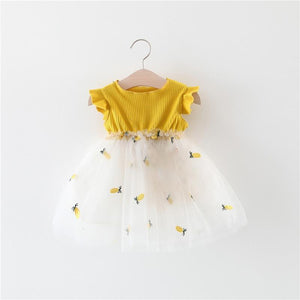 Pineapple Embroidered Tulle Dress