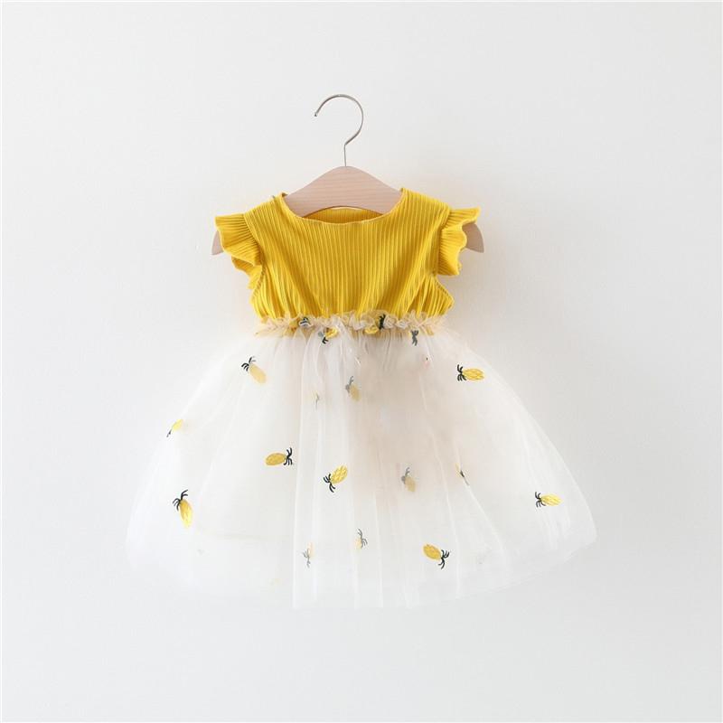 Pineapple Embroidered Tulle Dress