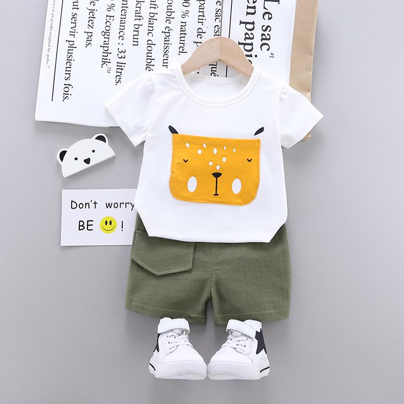 2-Piece Bear Print Short-sleeve Cotton Set