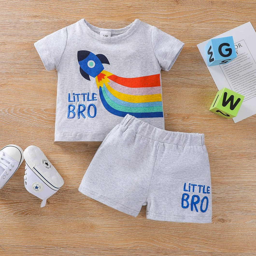 Rainbow Rocket Short-sleeve Cute Top Shorts Baby Sets