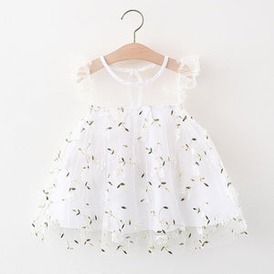 Floral Print Embroidered Mesh Party Princess Dress