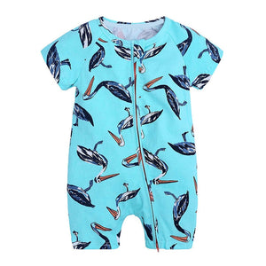 Stork Print 2 - Way Zipper Playsuit