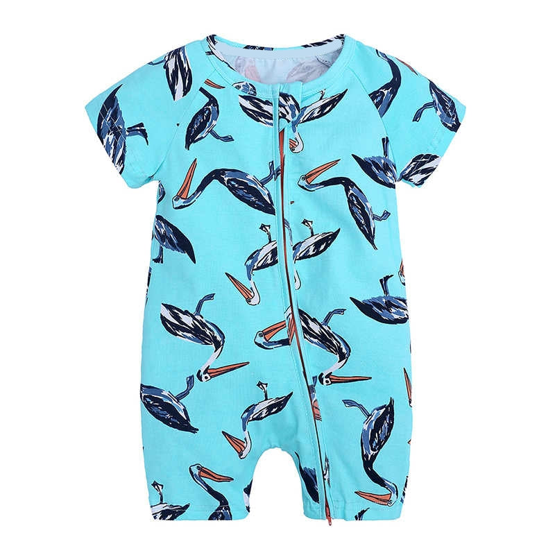 Stork Print 2 - Way Zipper Playsuit