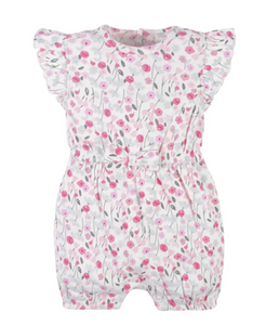 Baby Girls Comfy Stretch Roses & Bunnies Romper