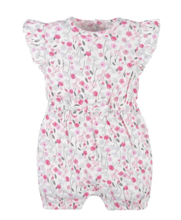 Baby Girls Comfy Stretch Roses & Bunnies Romper