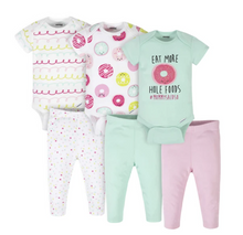 Charger l&#39;image dans la galerie, 6-Piece Baby Girls Donut Onesies Brand Bodysuits &amp; Pants Set
